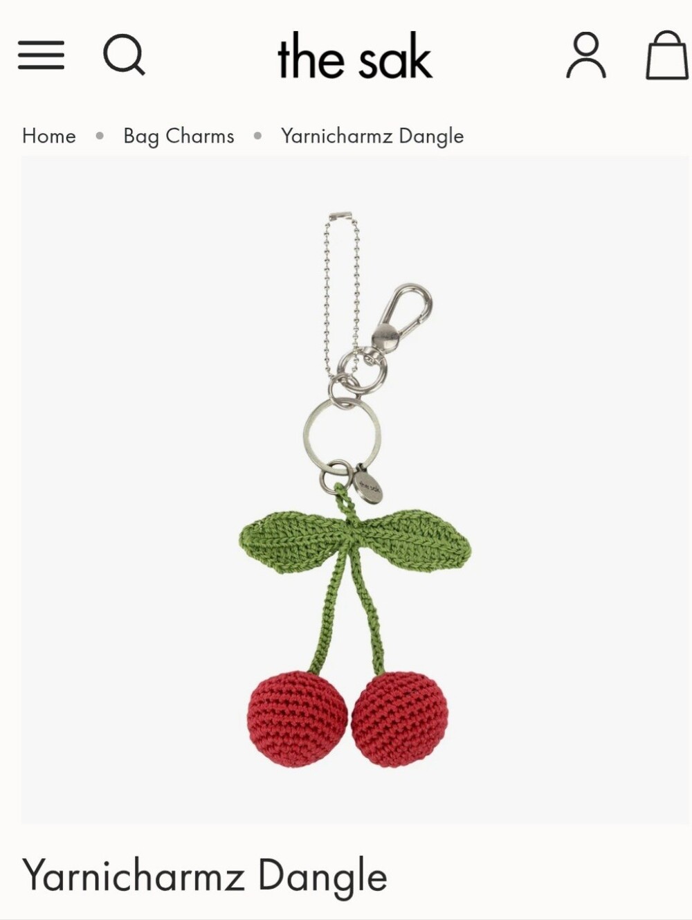 The Sak Cherries Crochet Bag Charm NWT